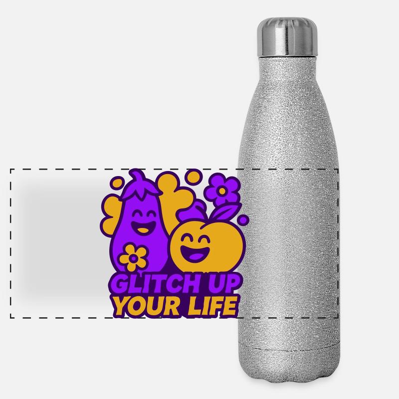 Couple de glitch heureux Gourde isotherme panoramique pailletée 500 ml