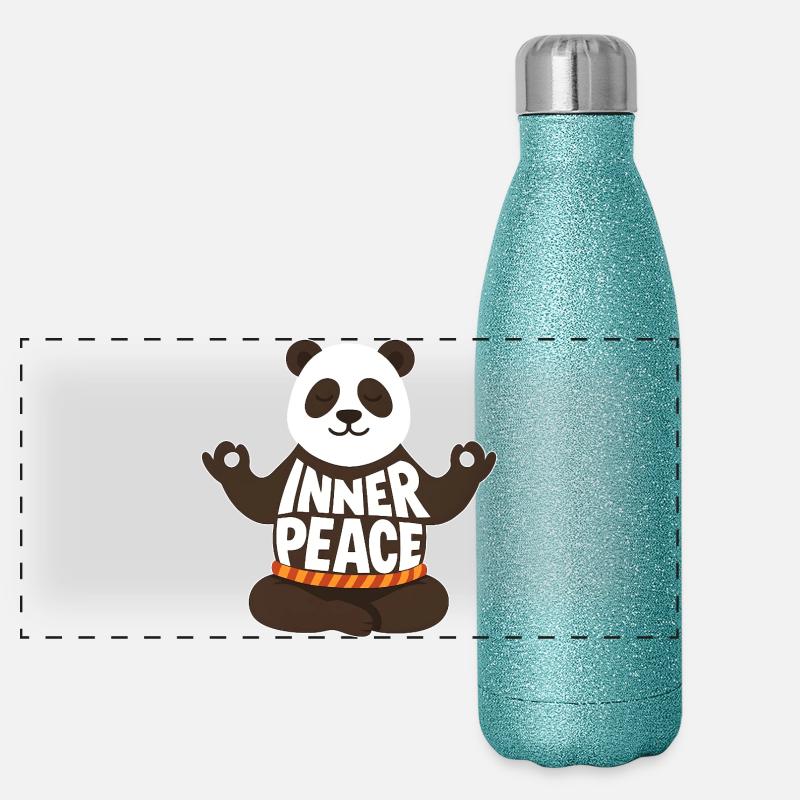 Meditating Panda - Inner Peace Panoramic Glitter Thermal Bottle 500 ml