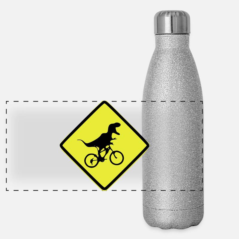 Signal de vélo T-Rex illustré Gourde isotherme panoramique pailletée 500 ml