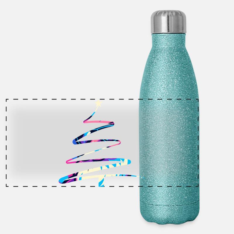 Weihnachtsbaum One-Line Design – Modern & Bunt Panorama Glitzer Isolierflasche 500 ml