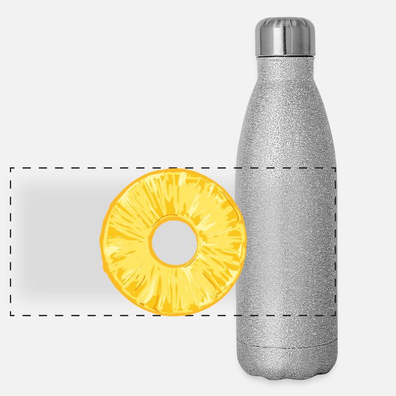 Tranche d’ananas dans un style d’illustration tropical Gourde isotherme panoramique pailletée 500 ml
