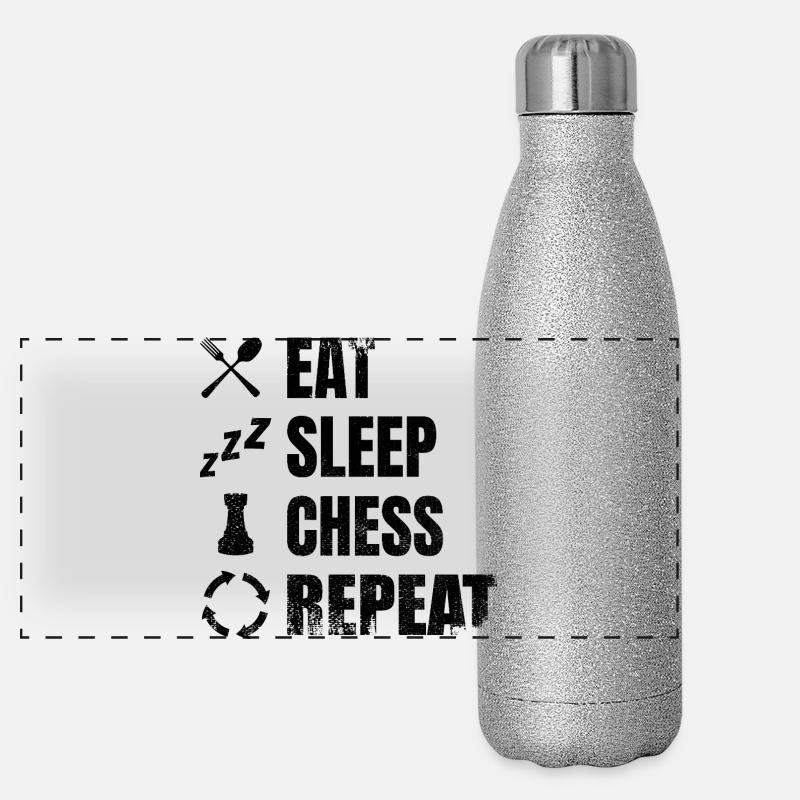Manger, dormir, répéter les échecs Gourde isotherme panoramique pailletée 500 ml