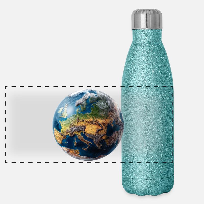 Conception du globe : paysage Europe-Asie Gourde isotherme panoramique pailletée 500 ml