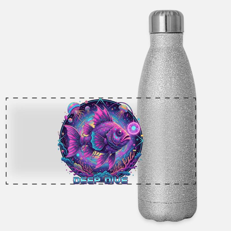 Deep Dive Neon Fish Underwater Panoramic Glitter Thermal Bottle 500 ml