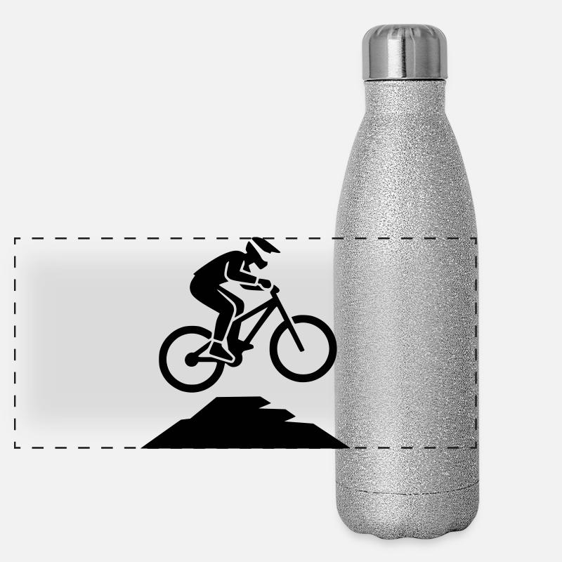 MTB Sprung Biker Silhouette Panorama Glitzer Isolierflasche 500 ml