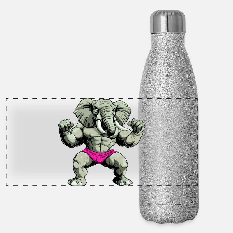 Starker Elefant Panorama Glitzer Isolierflasche 500 ml