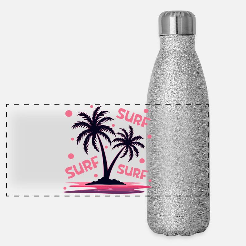 Palmiers de surf Gourde isotherme panoramique pailletée 500 ml