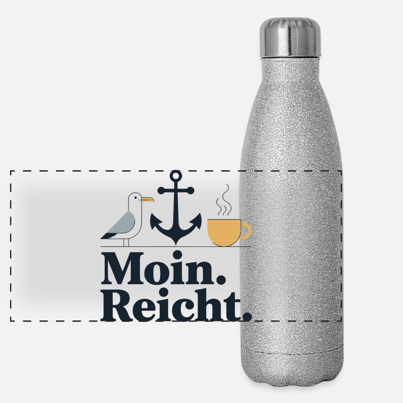 Moin. Reicht. Anker Möwe Kaffee Nordsee Ostsee Panorama Glitzer Isolierflasche 500 ml