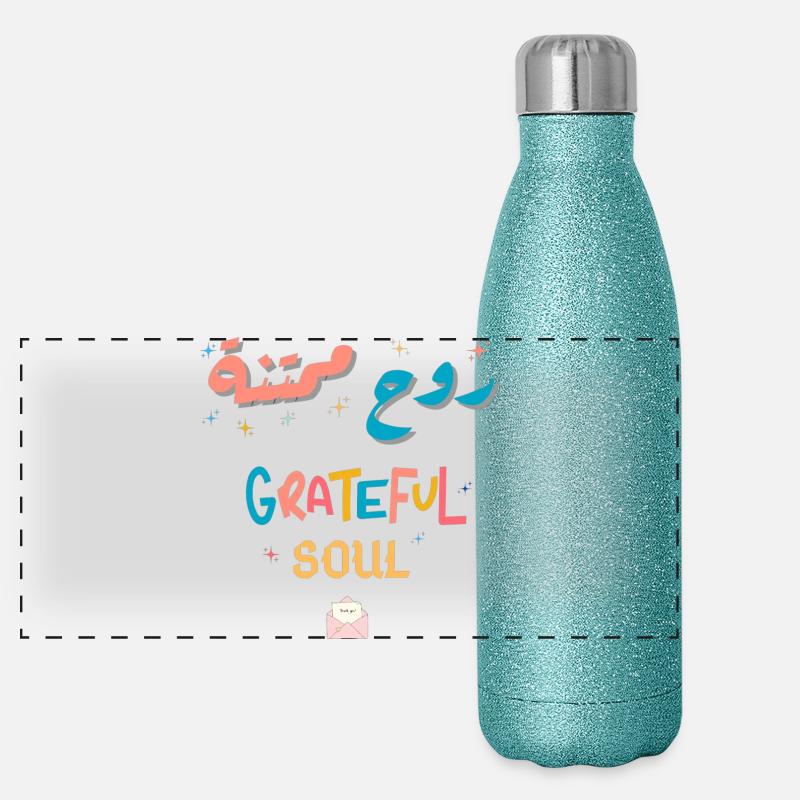 Dankbare Regenbogenseele Panorama Glitzer Isolierflasche 500 ml