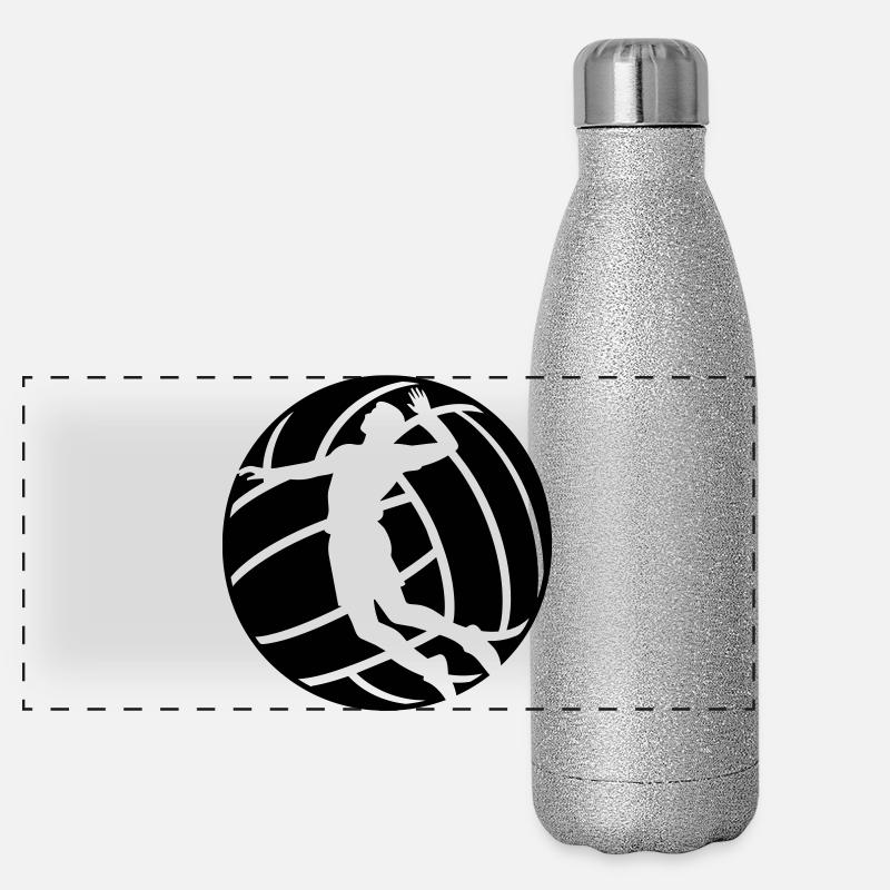 Volleyball - Panorama Glitzer Isolierflasche 500 ml - Silber Glitzer
