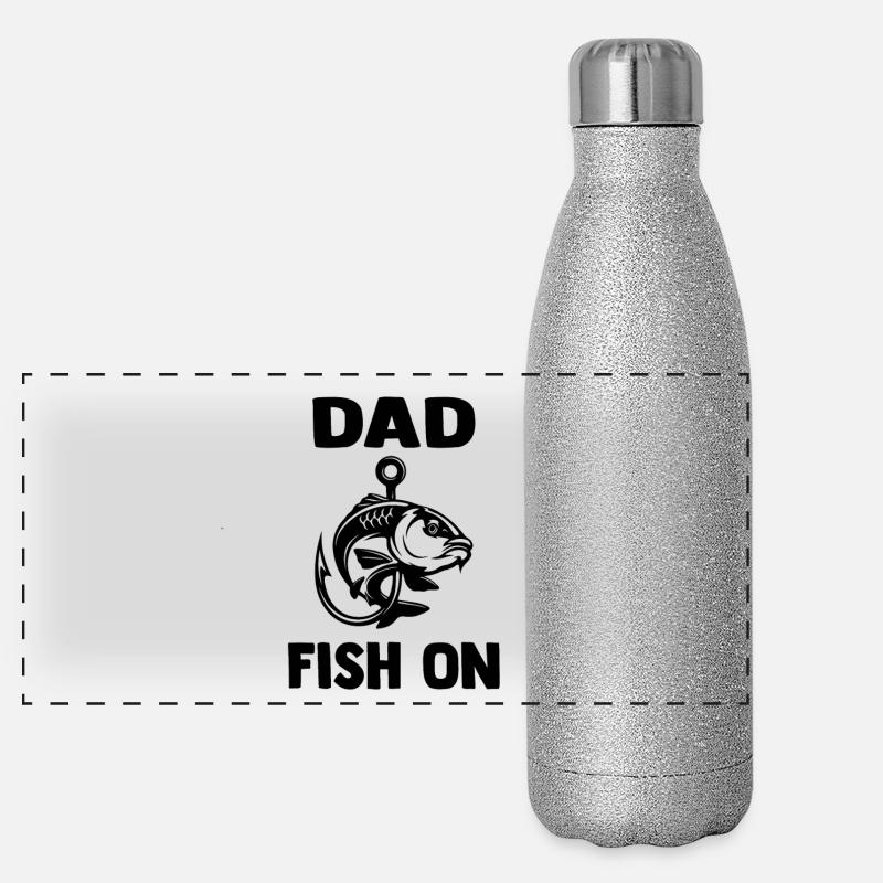 dad_fish_on Panorama Glitzer Isolierflasche 500 ml