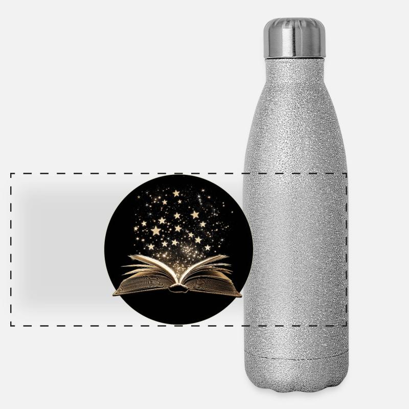 Buch mit Sternen Panorama Glitzer Isolierflasche 500 ml