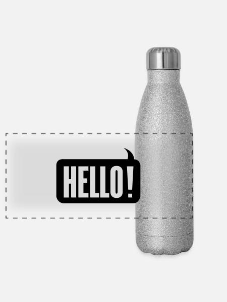 Hello! - Gourde isotherme panoramique pailletée 500 ml - paillettes argentées - Devant