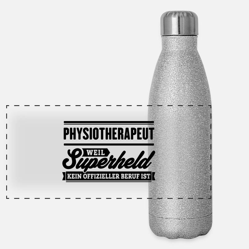 Superheld Physiotherapeut Panorama Glitzer Isolierflasche 500 ml