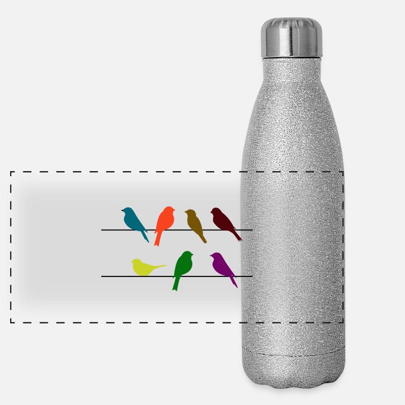 Schwalben Vögel Panorama Glitzer Isolierflasche 500 ml