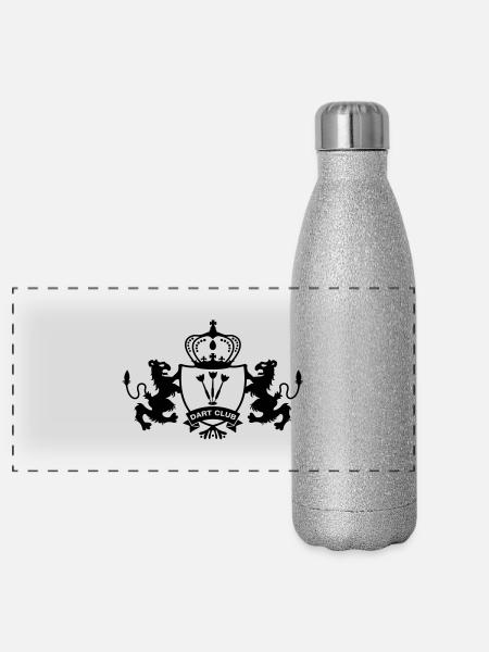 royal_wappen_dart_club - Panorama Glitzer Isolierflasche 500 ml - Silber Glitzer - Vorne