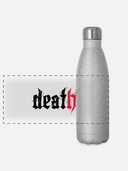 death - Panoramic Glitter Thermal Bottle 500 ml - silver glitter - Front