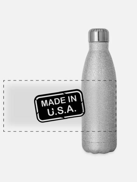 made_in_usa_1f1 - Panorama Glitzer Isolierflasche 500 ml - Silber Glitzer - Vorne