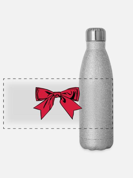 Schleife - Panorama Glitzer Isolierflasche 500 ml - Silber Glitzer - Vorne