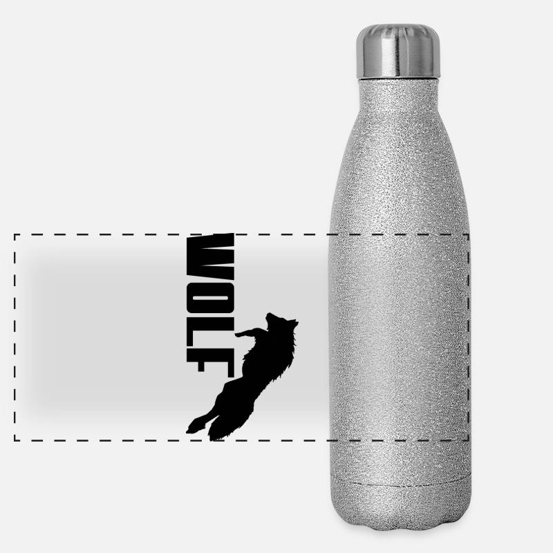 Wolf logo - Panoramic Glitter Thermal Bottle 500 ml - silver glitter