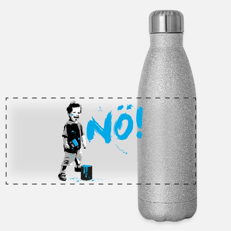 Boy Power NO Frecher Junge Protest Statement Panorama Glitzer Isolierflasche 500 ml