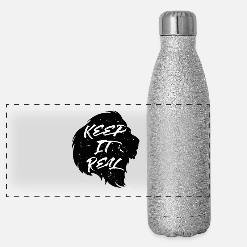 Löwe hält es echt Panorama Glitzer Isolierflasche 500 ml