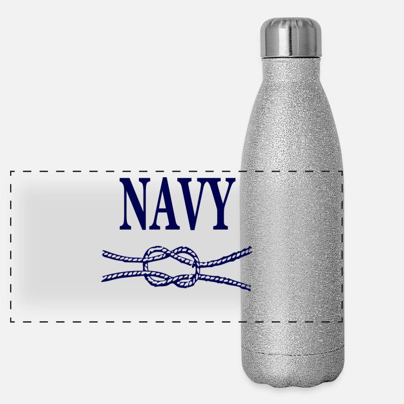 NAVY BLUE SCRIPT Panoramic Glitter Thermal Bottle 500 ml
