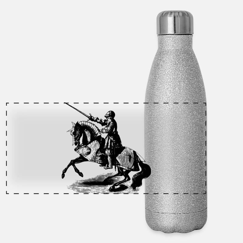 Ritter auf einem Pferd Panorama Glitzer Isolierflasche 500 ml