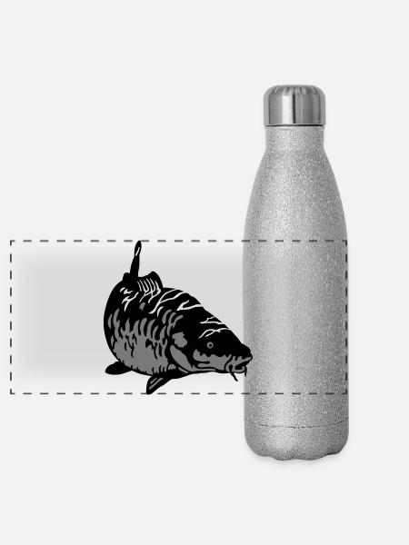 Karpfen - Panorama Glitzer Isolierflasche 500 ml - Silber Glitzer