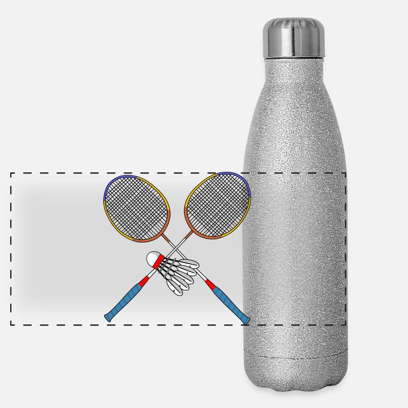 Badmintonschläger und Shuttle Panorama Glitzer Isolierflasche 500 ml