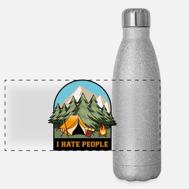 Ich hasse Menschen Panorama Glitzer Isolierflasche 500 ml