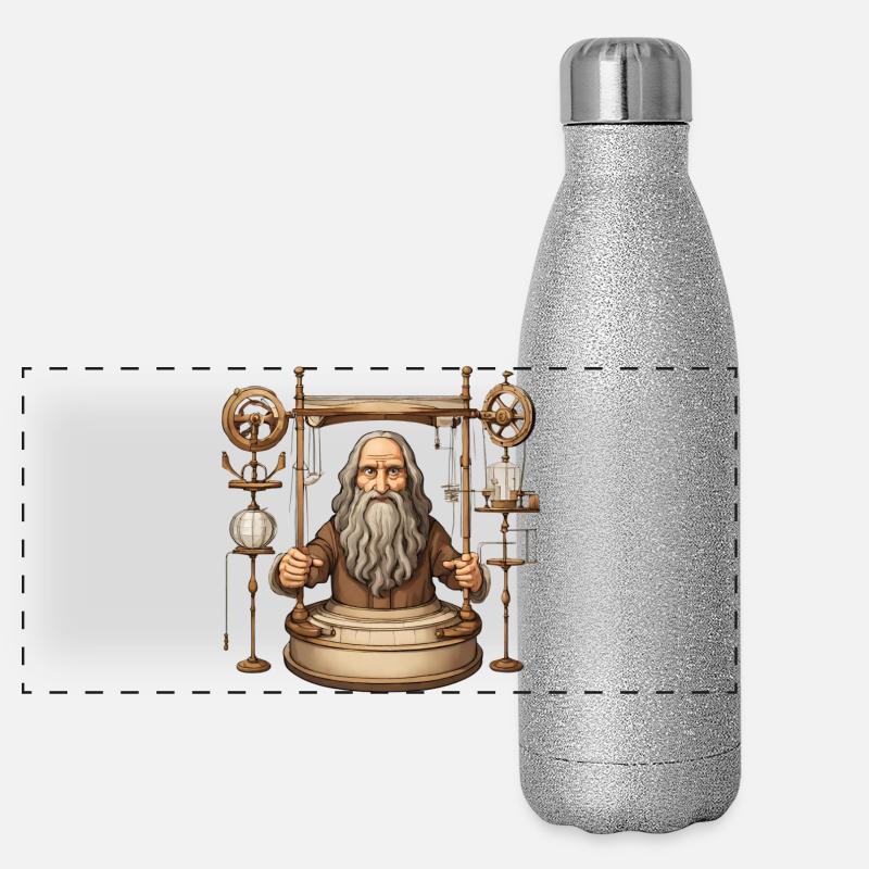 Leonardo da Vinci inventor, invention, genius Panoramic Glitter Thermal Bottle 500 ml