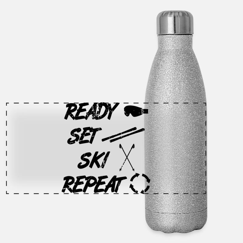 Lustiger Skifahrer Spruch Panorama Glitzer Isolierflasche 500 ml