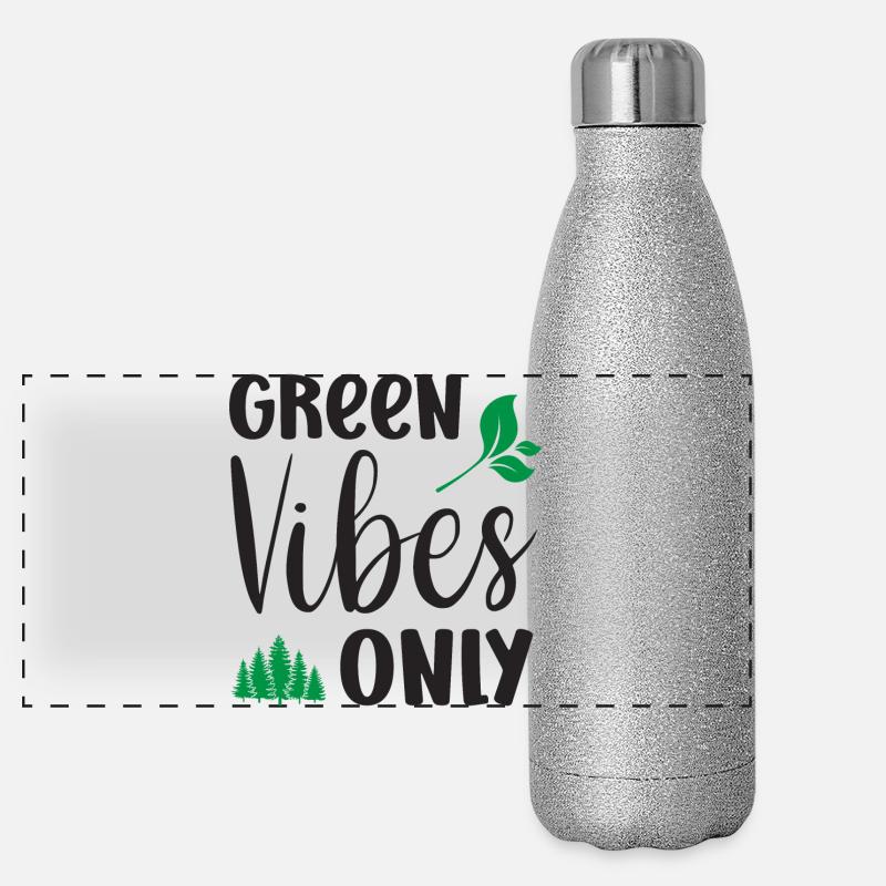 Nur grüne Vibes Panorama Glitzer Isolierflasche 500 ml