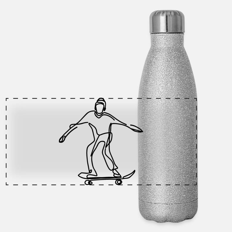 Skateboarder Panorama Glitzer Isolierflasche 500 ml
