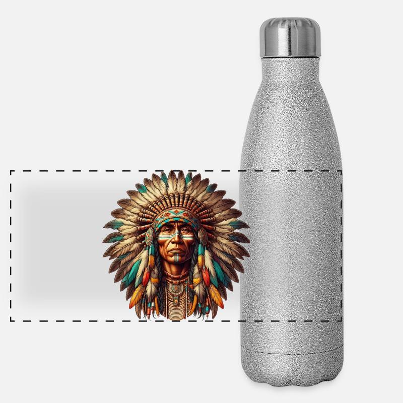 Amérindien Américain Gourde isotherme panoramique pailletée 500 ml