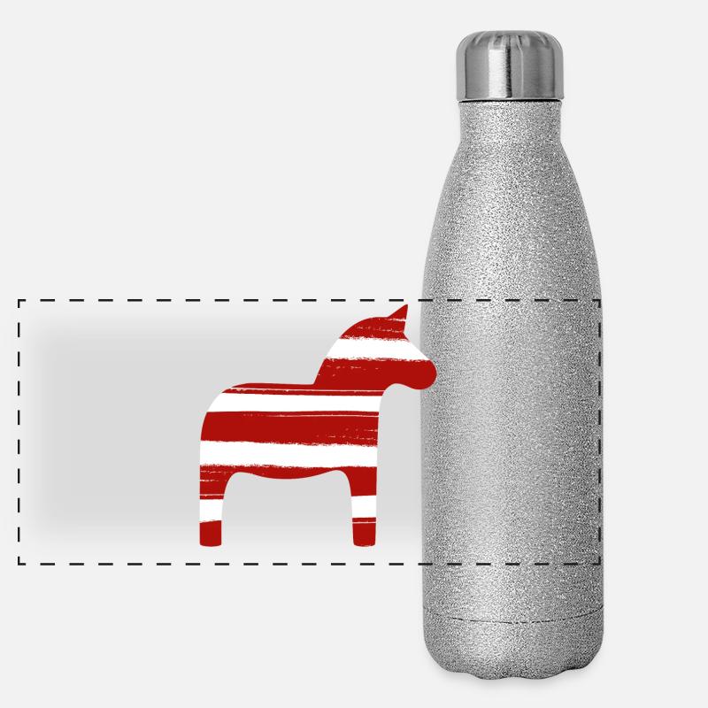 Dala Cheval Rayures Noël Scandinavie Décoration Gourde isotherme panoramique pailletée 500 ml
