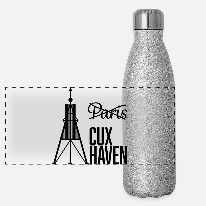Lieber Cuxhaven als Paris Panorama Glitzer Isolierflasche 500 ml