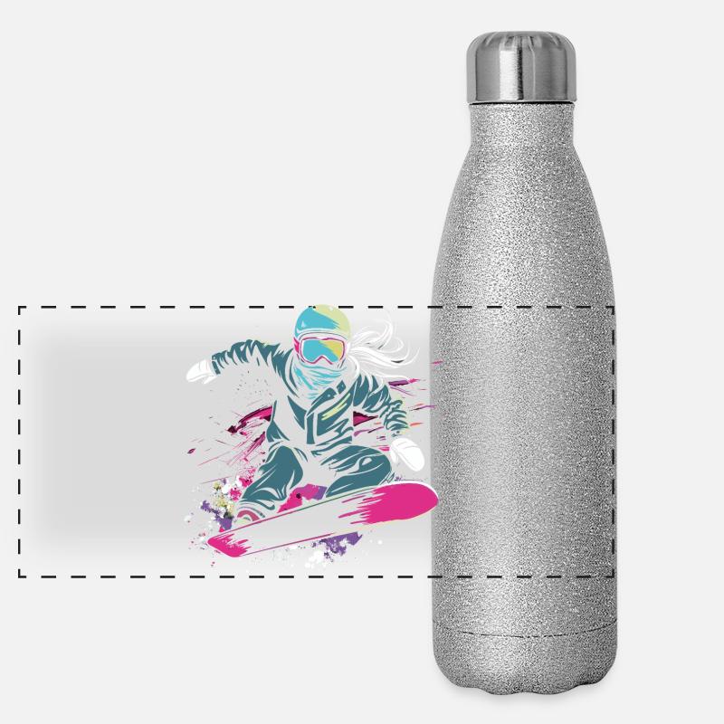 Graphique du snowboarder Gourde isotherme panoramique pailletée 500 ml