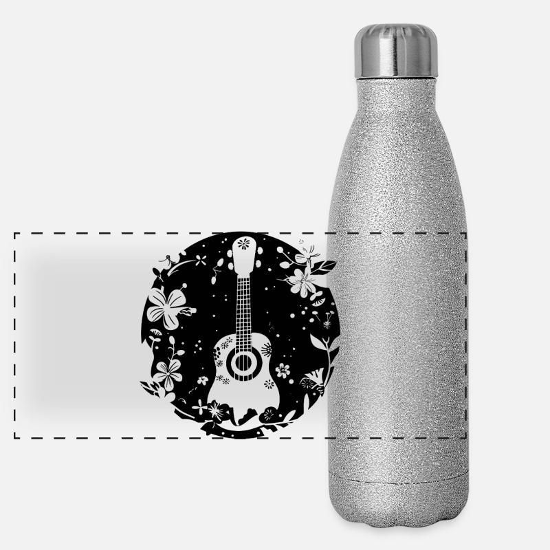 Ukulele Comic-Stil Panorama Glitzer Isolierflasche 500 ml