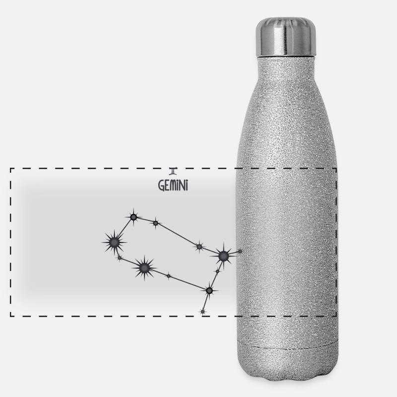 Zwillinge Sternzeichen Sternbild Schwarz & Grau Panorama Glitzer Isolierflasche 500 ml
