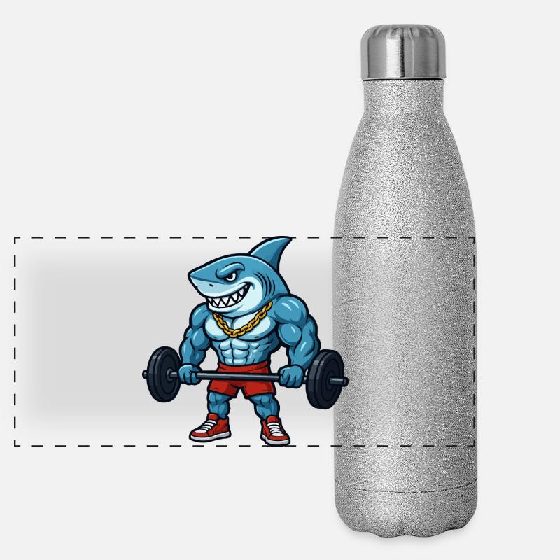 Hai Muskeln Comic Bodybuilder Panorama Glitzer Isolierflasche 500 ml