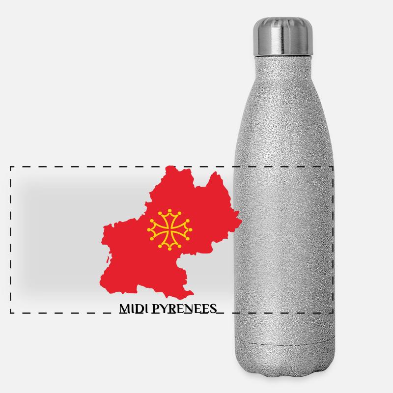 Karte der Midi-Pyrénées Panorama Glitzer Isolierflasche 500 ml