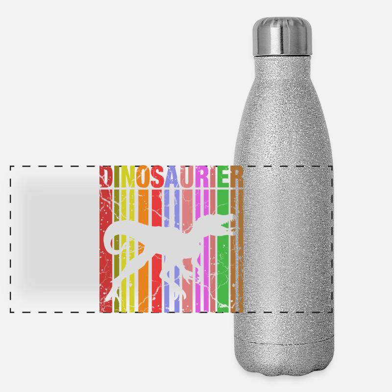 Dinosaurier Silhouette mit Farbdetails Panorama Glitzer Isolierflasche 500 ml