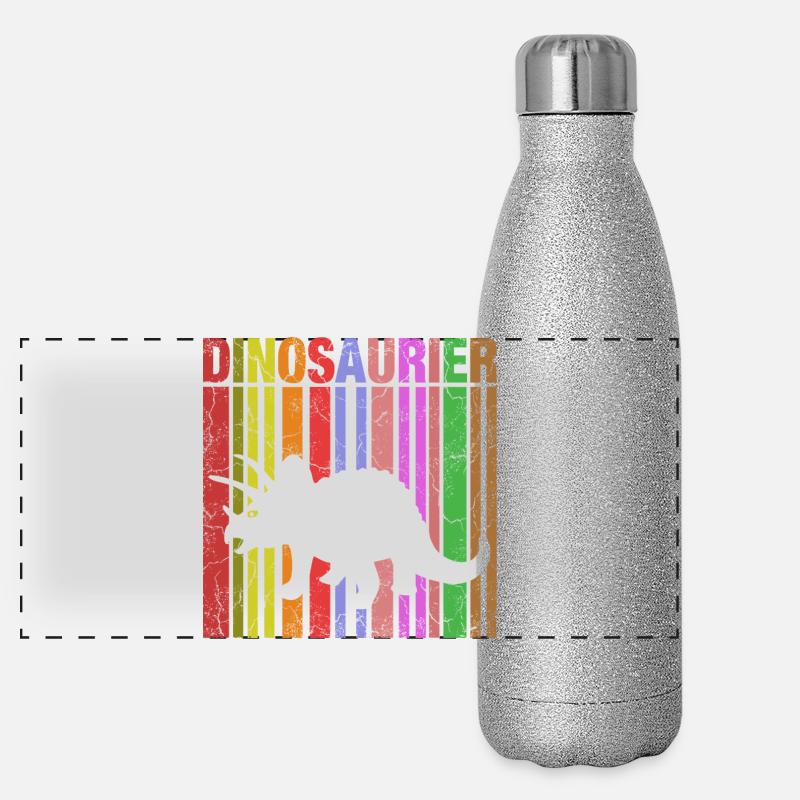 Silhouette de dinosaure avec détails de couleur Gourde isotherme panoramique pailletée 500 ml