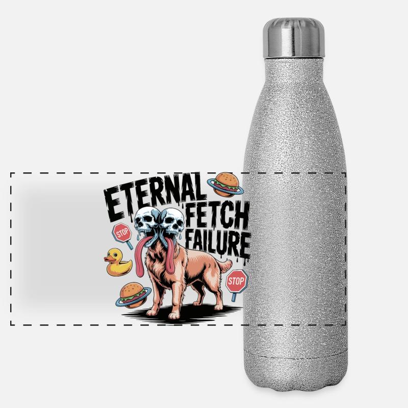Porte-Éternel : Chien à la Langue à Double Crâne Gourde isotherme panoramique pailletée 500 ml