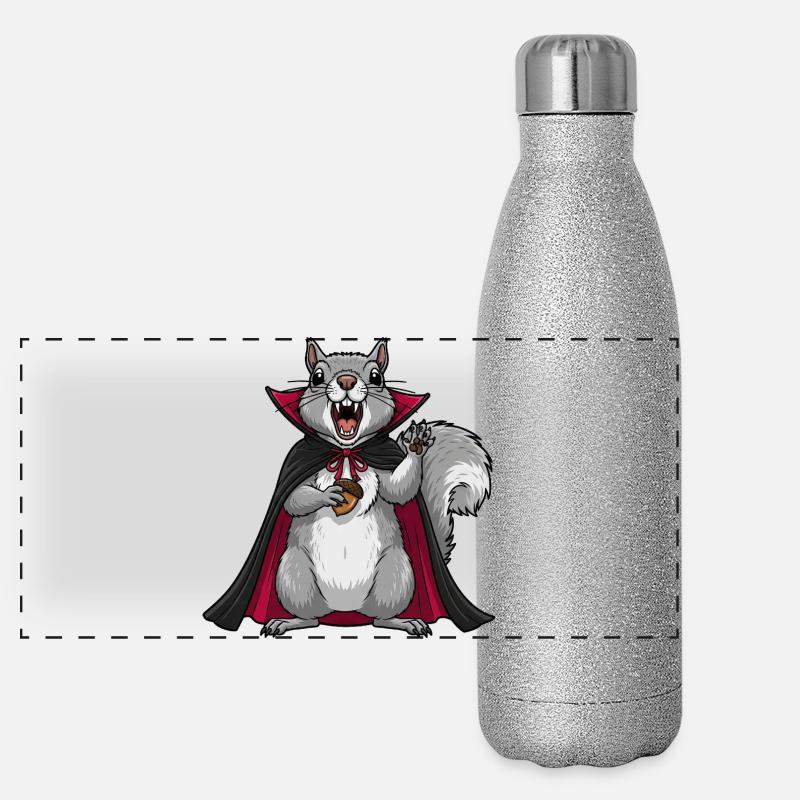 Süßer Halloween Vampir Eichhörnchen Cartoon Panorama Glitzer Isolierflasche 500 ml