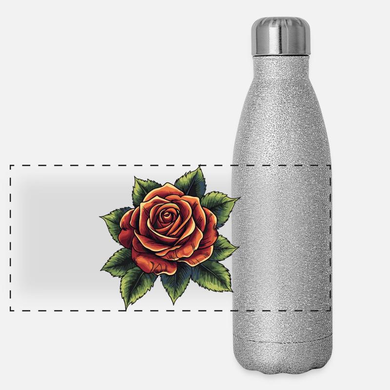 Fleur de rose Gourde isotherme panoramique pailletée 500 ml