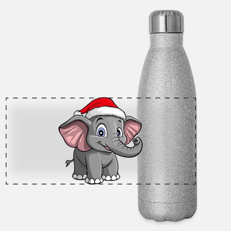 Elephant Christmas Panoramic Glitter Thermal Bottle 500 ml