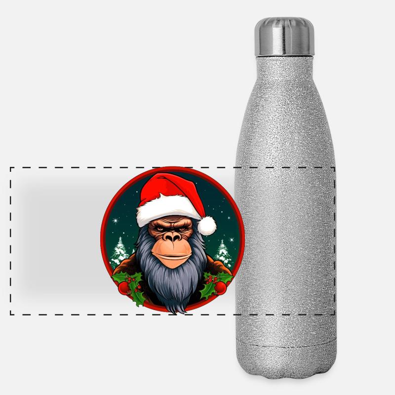 Singe Noël / Père Noël Singe Gourde isotherme panoramique pailletée 500 ml